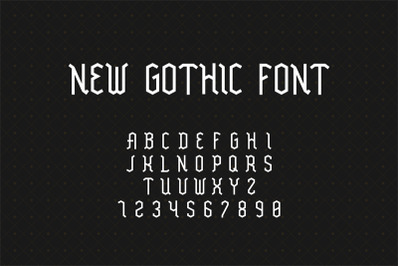 Gothic font. Geometric medieval alphabet with uppercase letters and nu