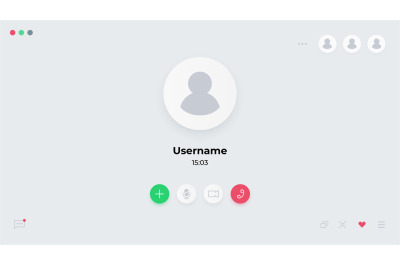 Video call UI. Computer communication technology. Laptop online confer