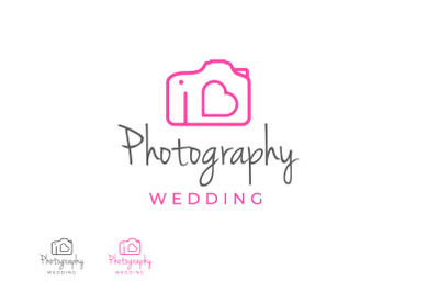 Camera and Heart symbol for Love Photography Logo Design
