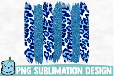 Blue Glitter Leopard Brush Strokes Sublimation Design