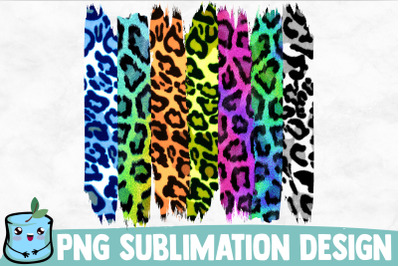 Colorful Leopard Brush Strokes Sublimation Design