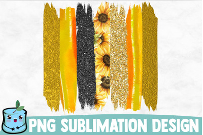 Gold Sunflower Glitter Brush Strokes Sublimation Design