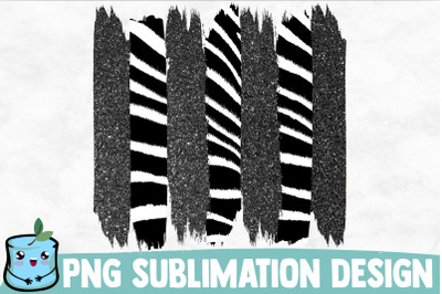 Gray Glitter Zebra Brush Strokes Sublimation Design