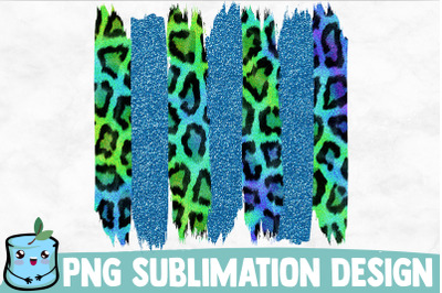 Green Blue Glitter Leopard Brush Strokes Sublimation Design