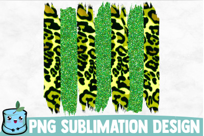 Green Glitter Leopard Brush Strokes Sublimation Design