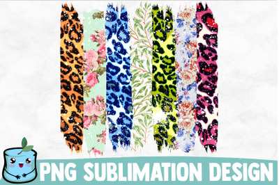 Leopard Flowers Brush Strokes Sublimation Design