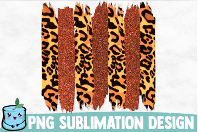 Orange Glitter Leopard Brush Strokes Sublimation Design