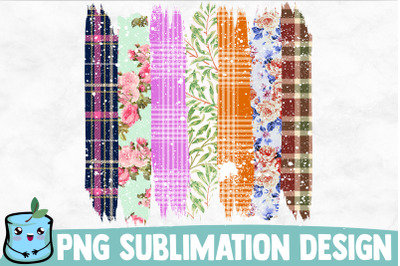 Plaid Flowers Brush Strokes Sublimation Design