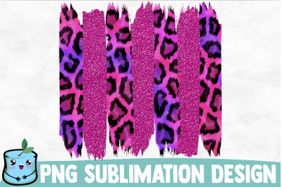 Purple Glitter Leopard Brush Strokes Sublimation Design