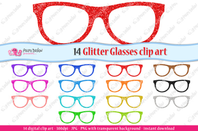 Colorful Glitter Glasses clipart
