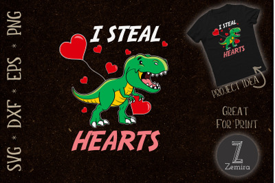 I Steal Hearts Valentines Day Dinosaur