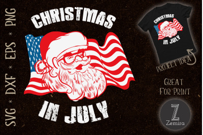 Retro Hipster Santa 4th of July