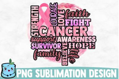 Cancer Word Art Sublimation Design