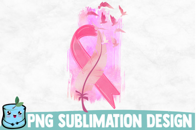 Feather Pink Ribbon Sublimation Design