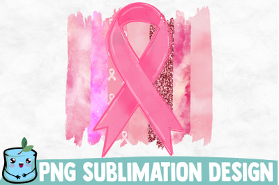 Pink Ribbon Brush Strokes Sublimation Design