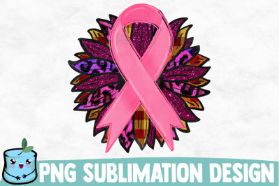 Pink Ribbon Sunflower Sublimation Design