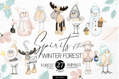 Winter animals clipart