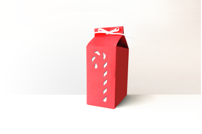 Christmas Candy Cane Milk Carton Box | SVG | PNG | DXF | EPS