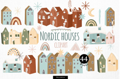 Nordic houses clipart