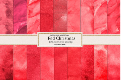 Red digital paper, red watercolor, christmas