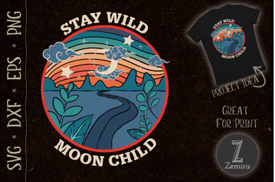 Retro Stay Wild Moon Child Peace Hippie