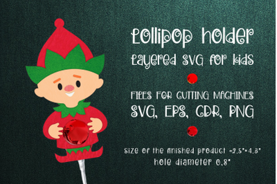 Christmas Elf Lollipop Holder template SVG