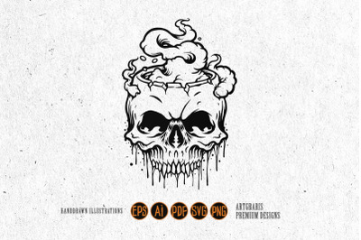 Skull Burning Cloud Silhouette SVG