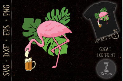 Flamingo Drinking Beer Funny Flamingo