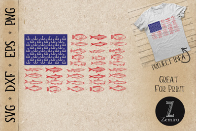 Fish American flag Patriotic 4th of July