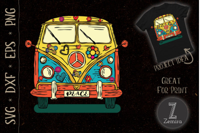 Surf Camping Bus Love Retro Peace Hippie