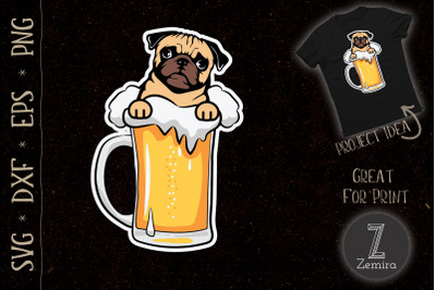 Pug Dog Beer Drinking Party Beer Lovers