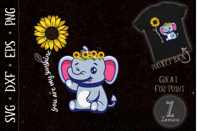 My Sunshine Hippie Sunflower Elephant