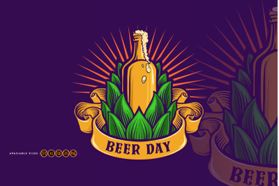 Beer Day Brewery icon Bootle and Banner Illustrations