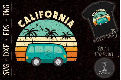 California Hippie Van Surf Surfer Sunset