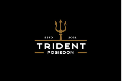 Vintage Trident symbol, Poseidon Neptune God Triton King logo design