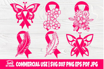 Feather Pink Ribbon SVG&2C; Breast Cancer Svg&2C; Strong Woman Svg&2C; Pink But