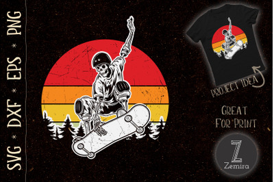 Skeleton Vintage Skater Extreme Sports