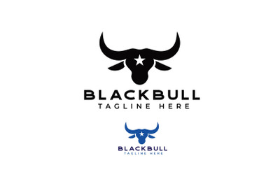 Bull Head Silhouette with Star Logo Design