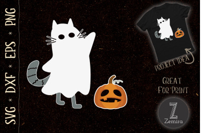 Hocus Pocus Ghost Cat Pumpkin Halloween