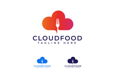 Cloud Computing with Fork, Food restaurant Logo Design