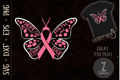 Butterfly Breast Cancer Hope Faith Love