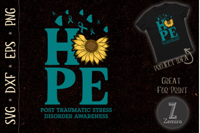 PTSD Awareness Teal Sunflower