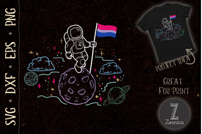 Astronaut Moon Bisexual Flag Space Ally