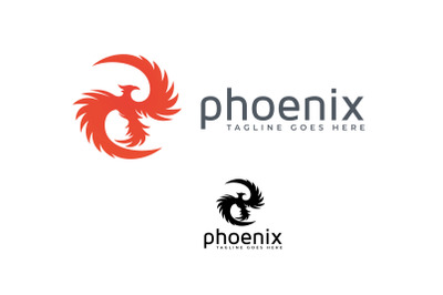 Phoenix Bird and Fire Logo Design Vector