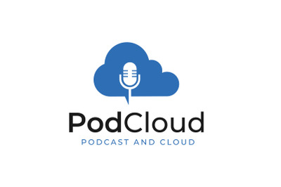 Podcast Cloud Logo&2C; cloud computing with mic podcast logo design