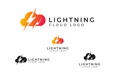 Cloud Computing with Power&2C; Lightning icon logo design