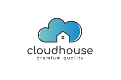 Cloud Computing with House Logo Design