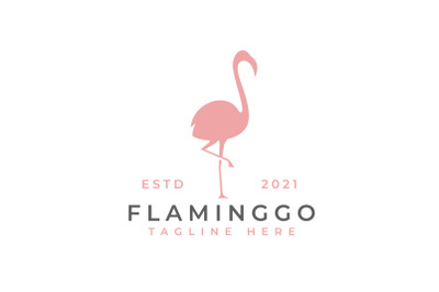 Flamingo Silhouette Logo Design Vector Illustration