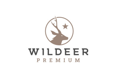 Luxury Deer Logo Design Vector Illustration