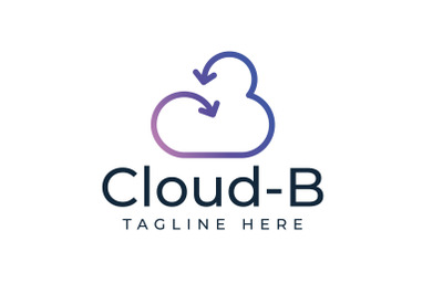 Initial B with Cloud Computing Logo Design